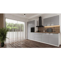 KÜCHENLEERBLOCK 320 cm Aspen K57-M320 in Grau/Hochglanz - Grau, Holz (320/212/60cm)