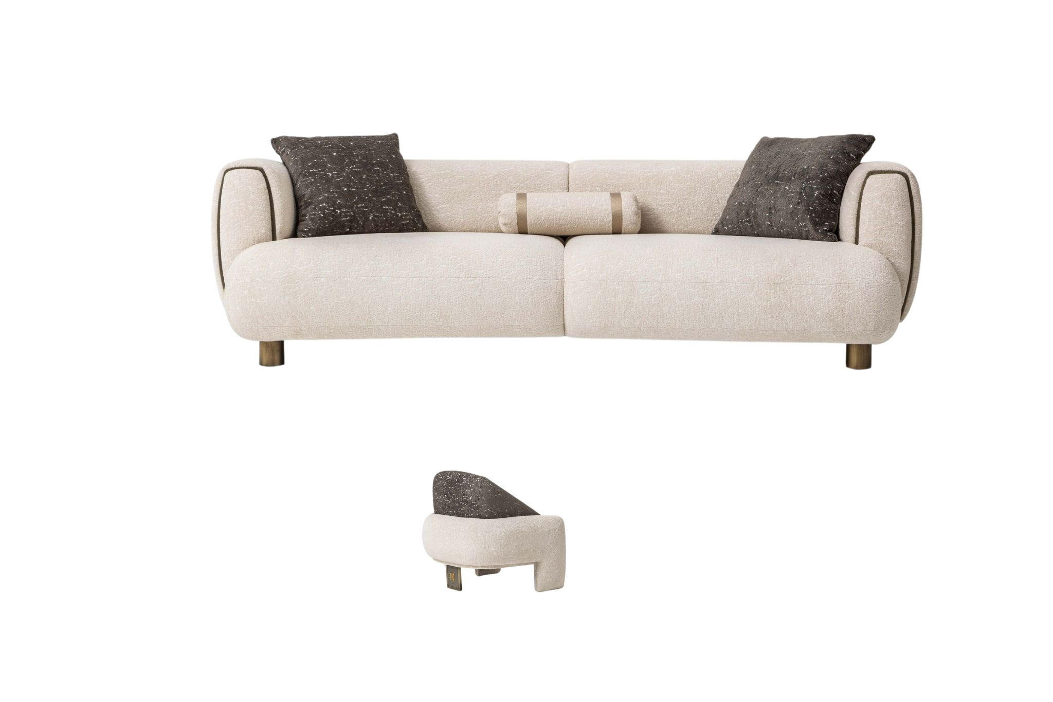 SITZGARNITUR Artemis Stellvariante:3+1 - Beige, Holz/Textil (250/75/95cm) - Villa Möbel