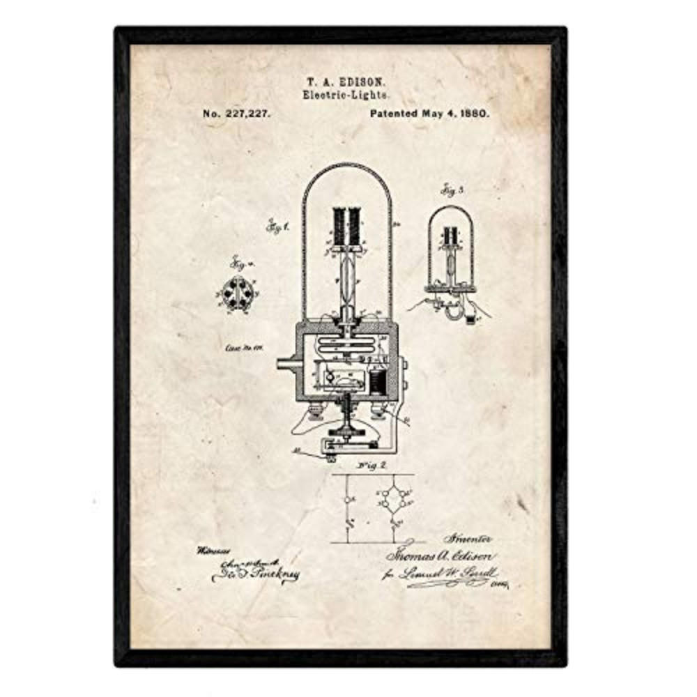 POSTER Elektrische Birne 2 Patent A3 Rahmenlos - Klar, Papier (29.7/5/42cm) - Nacnic