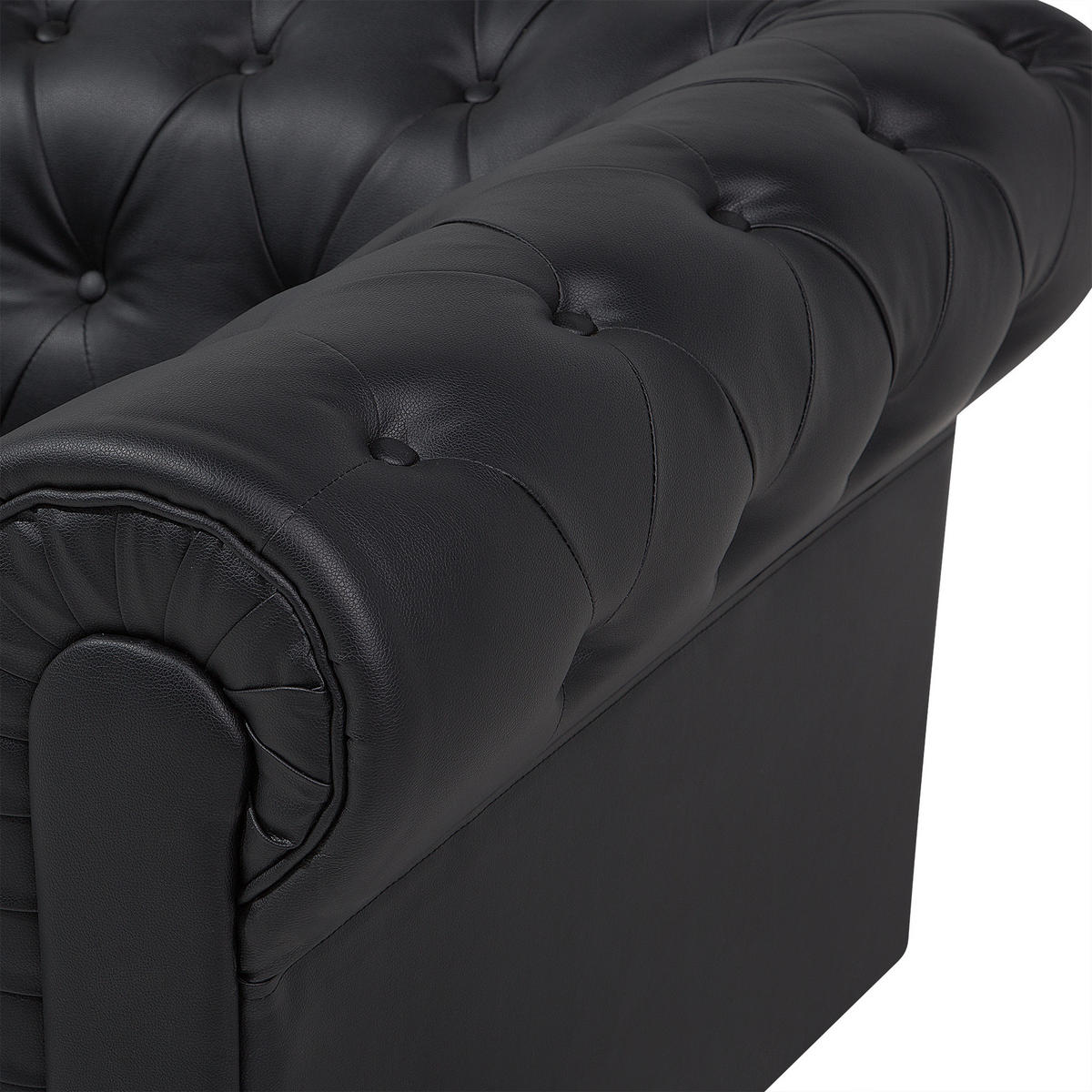 SESSEL Kunstleder schwarz Chesterfield - Dunkelbraun/Schwarz, Kunststoff (112/79/85cm) - Beliani