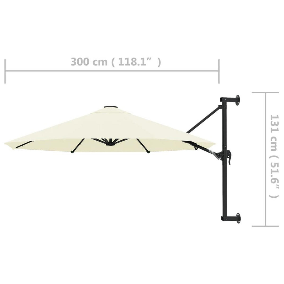 SONNENSCHIRM Zur Wandmontage Mit Metall-Mast 300 Cm Sandweiss - Beige, Textil (300/300cm) - vidaXL