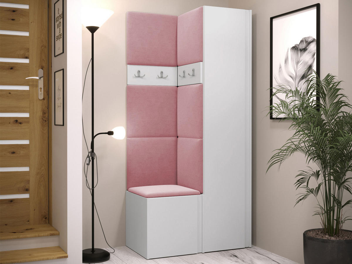 GARDEROBEN-SET Orion XXIV - Weiß/Rosa, Holzwerkstoff/Kunststoff (82/186/46cm) - MIRJAN24