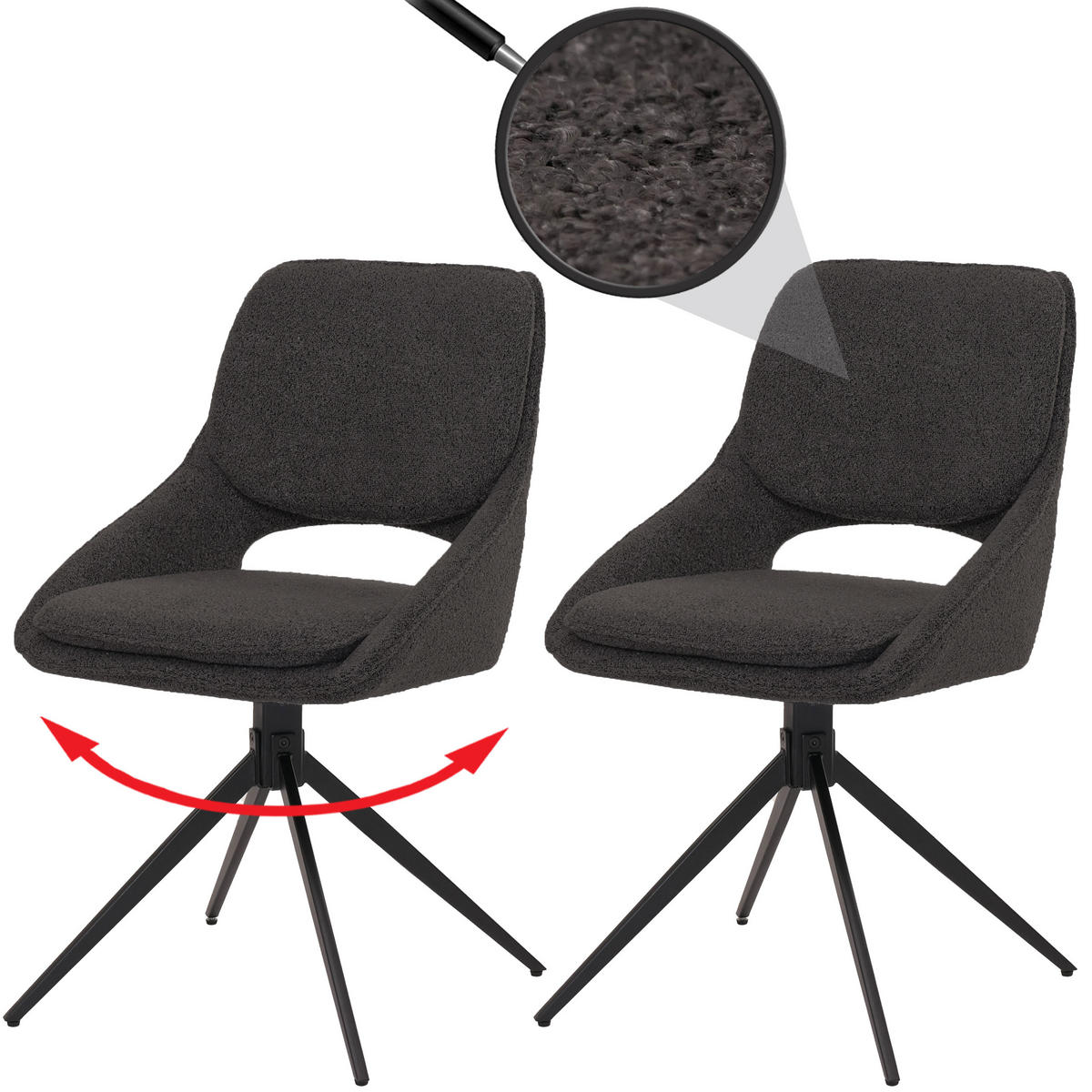 ESSZIMMERSTUHL Grau 2er-Set - Dunkelgrau/Grau, Textil (55/87/55cm) - Jamb