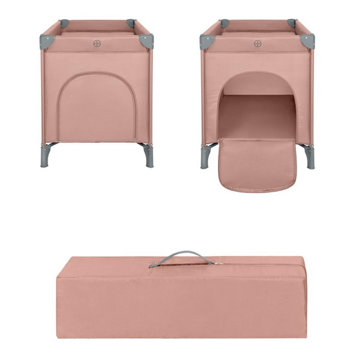 REISEBETT so gifted grau pink weiche Matratzenauflage, Seiteneingang - Grau, Metall (60/120cm) - Kikka boo