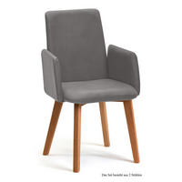 ARMLEHNSTUHL (2er-Set) Darcie 52x92x60 Eiche geölt/Grau - Eichefarben/Grau, Kunststoff (60/92/52cm) - 58aufmkessel