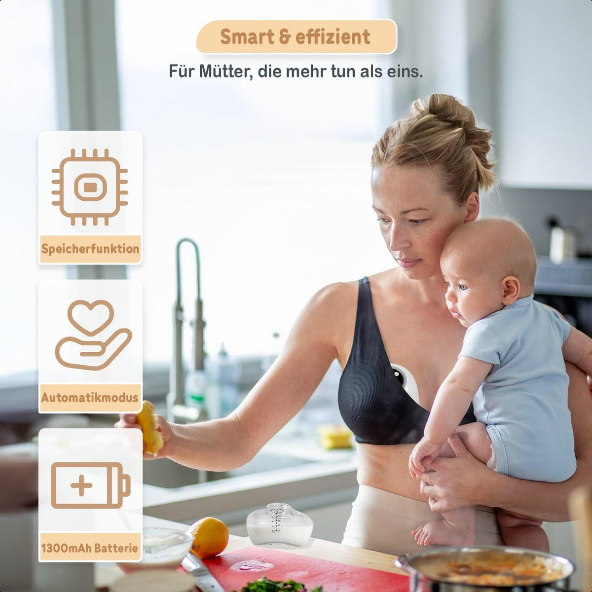 MILCHPUMPE Tragbar 4 Modi & 9 Saugstufen Weiß - Weiß, Kunststoff (18/16cm) - Twinky