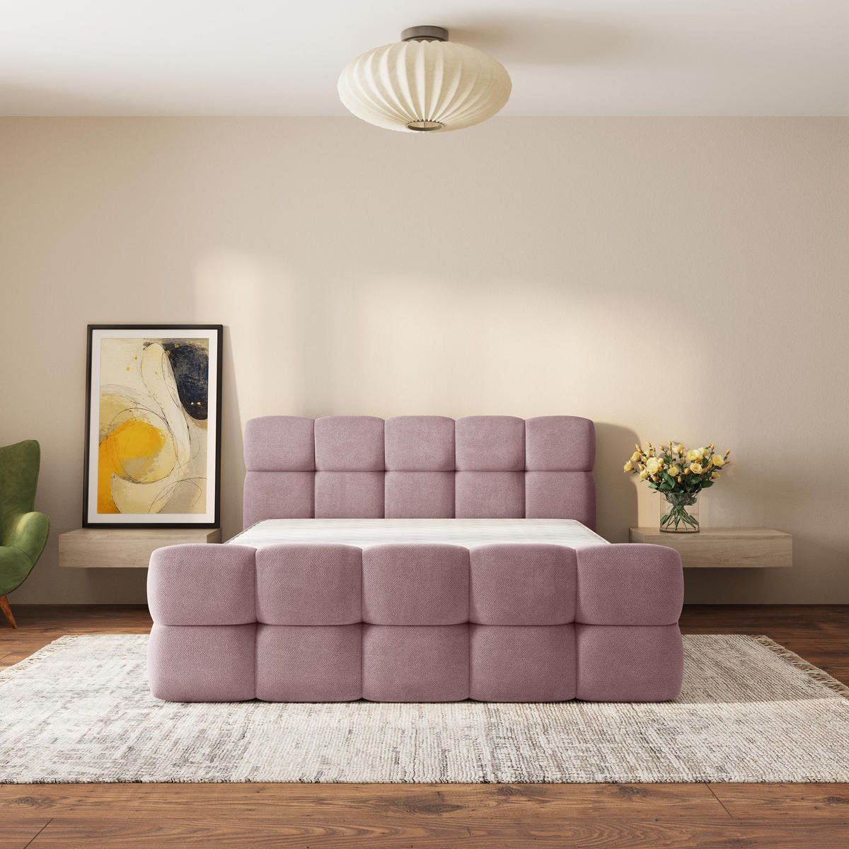ČALOUNĚNÁ POSTEL ELIZJA 140x200 cm, s úložným prostorem, Pudrově růžová - SORO 61 - růžová, dřevo/textil (140/200cm) - MASSENO