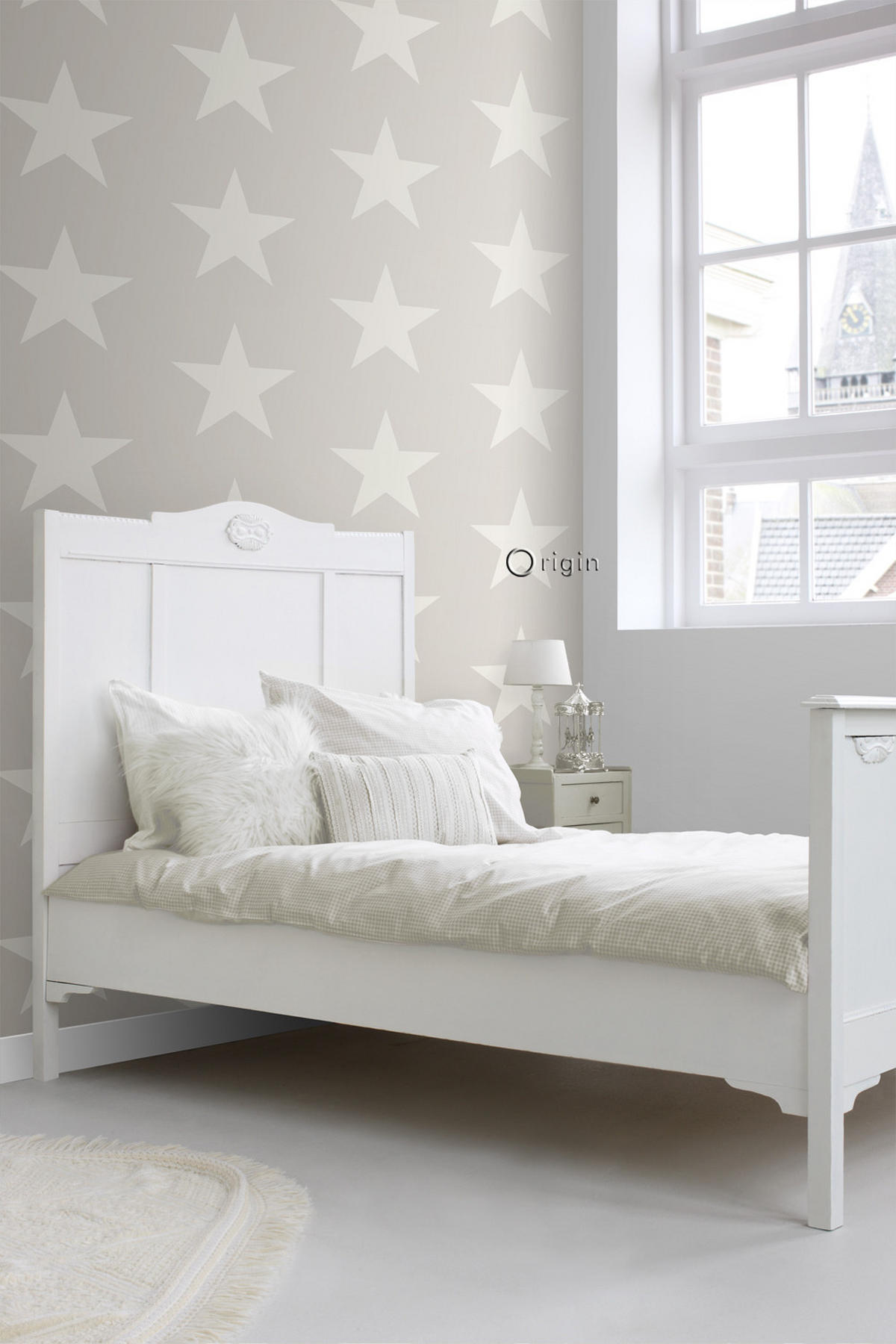 TAPETE Sterne 53 cm x 10.05 m - Grau, Papier (53/1000cm) - Origin Wallcoverings