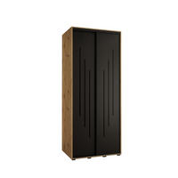 SCHWEBETÜRENSCHRANK 235,2/100/45 2-türig - Schwarz/Eiche Artisan, Holz/Metall (100/235/45cm) - Abiks Möbel