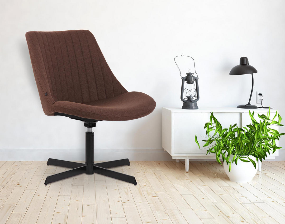 DREHSTUHL Stoff braun - Schwarz/Braun, Textil/Metall (63/79/71cm) - CLP