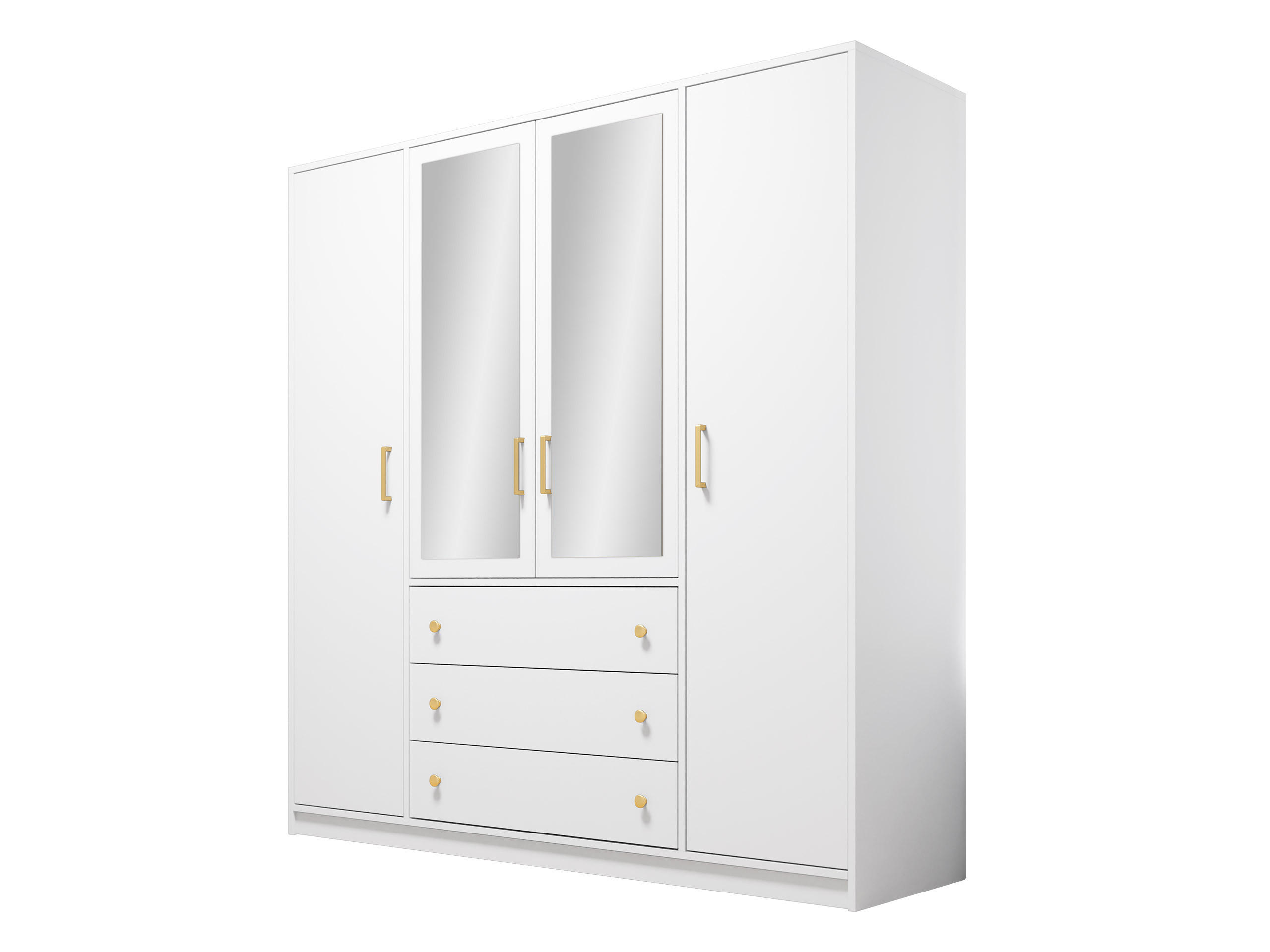 KLEIDERSCHRANK Retro Lux D4 - Goldfarben/Weiß, Holzwerkstoff (196/200/58cm) - MIRJAN24