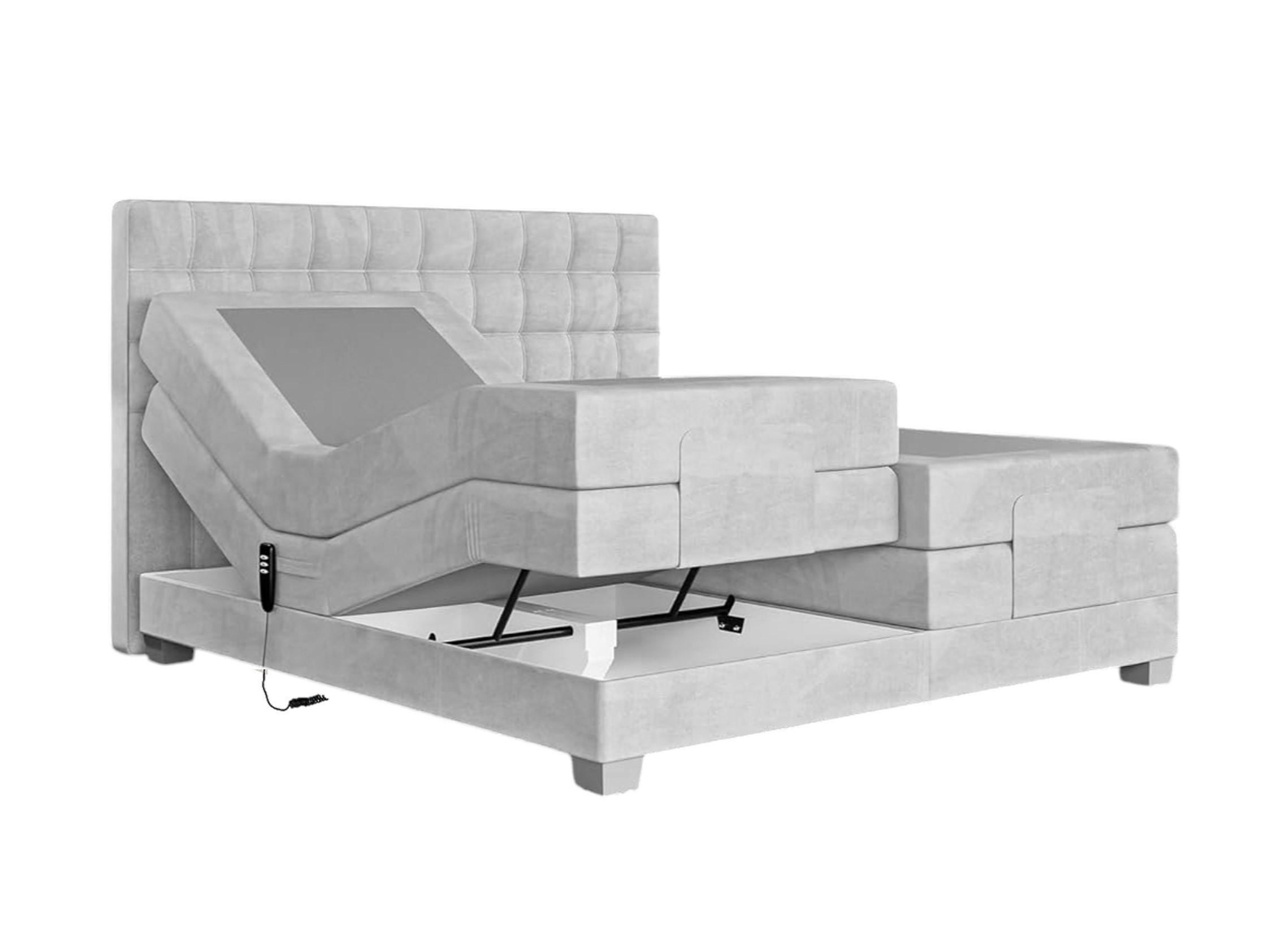 BOXSPRINGBETT Electra King 200x200 cm Hellgrau Velvet H3 - Hellgrau, Holz (200/200cm) - Labett