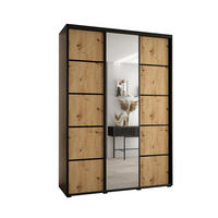 SCHWEBETÜRENSCHRANK 235,2/180/45 3-türig - Schwarz/Eiche Artisan, Holz/Metall (180/235/45cm) - Abiks Möbel