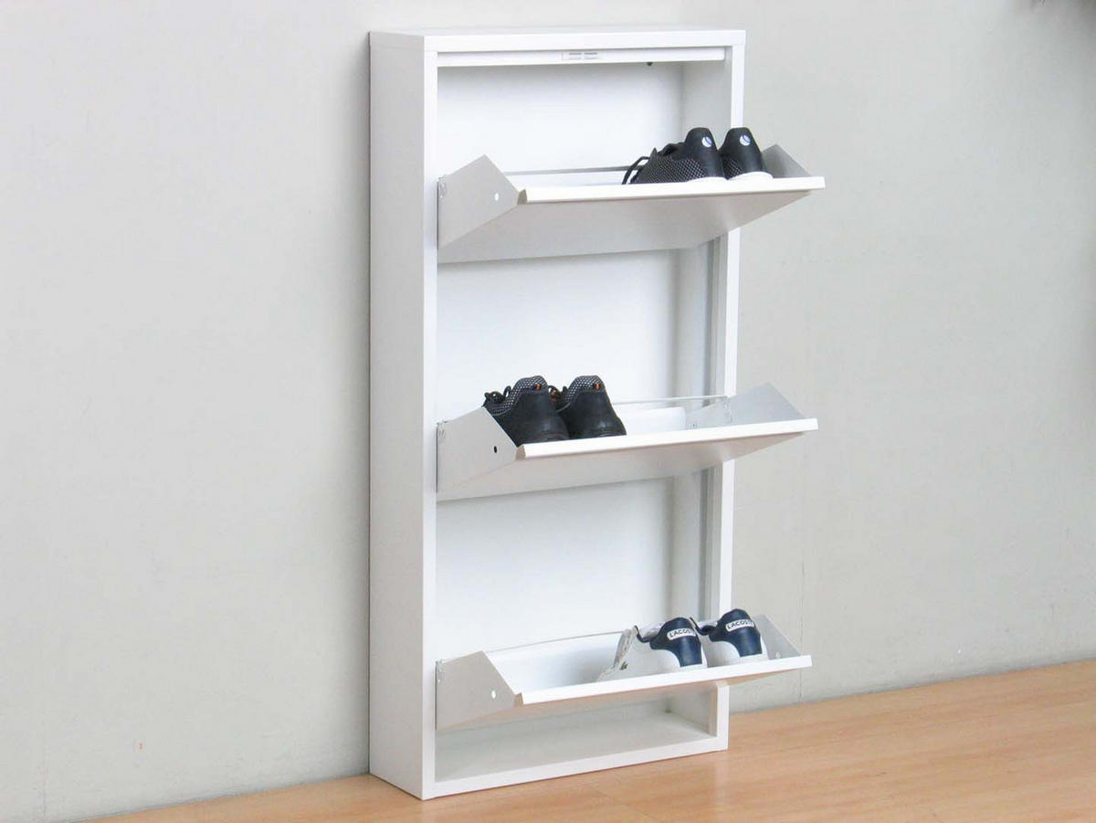 SCHUHKIPPER weiß - Weiß, Holzwerkstoff (50/106/16cm) - ebuy24