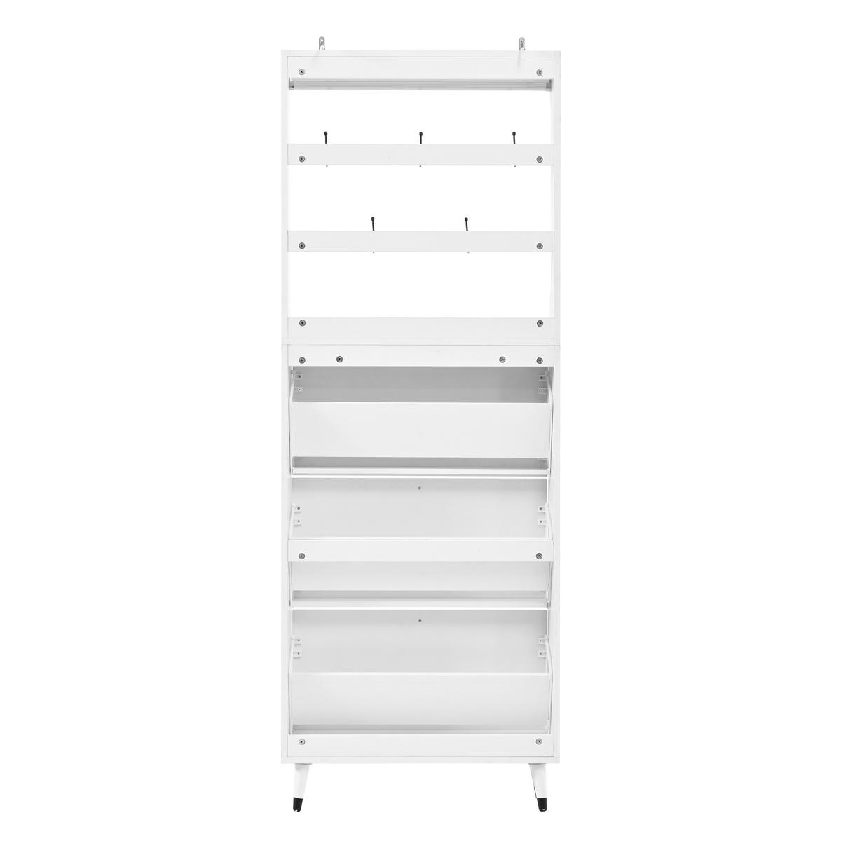GARDEROBE mit Schuhschrank, Haken und Stauraum für den Eingangsbereich - Weiß, Holzwerkstoff (17/180/66cm) - Korfee