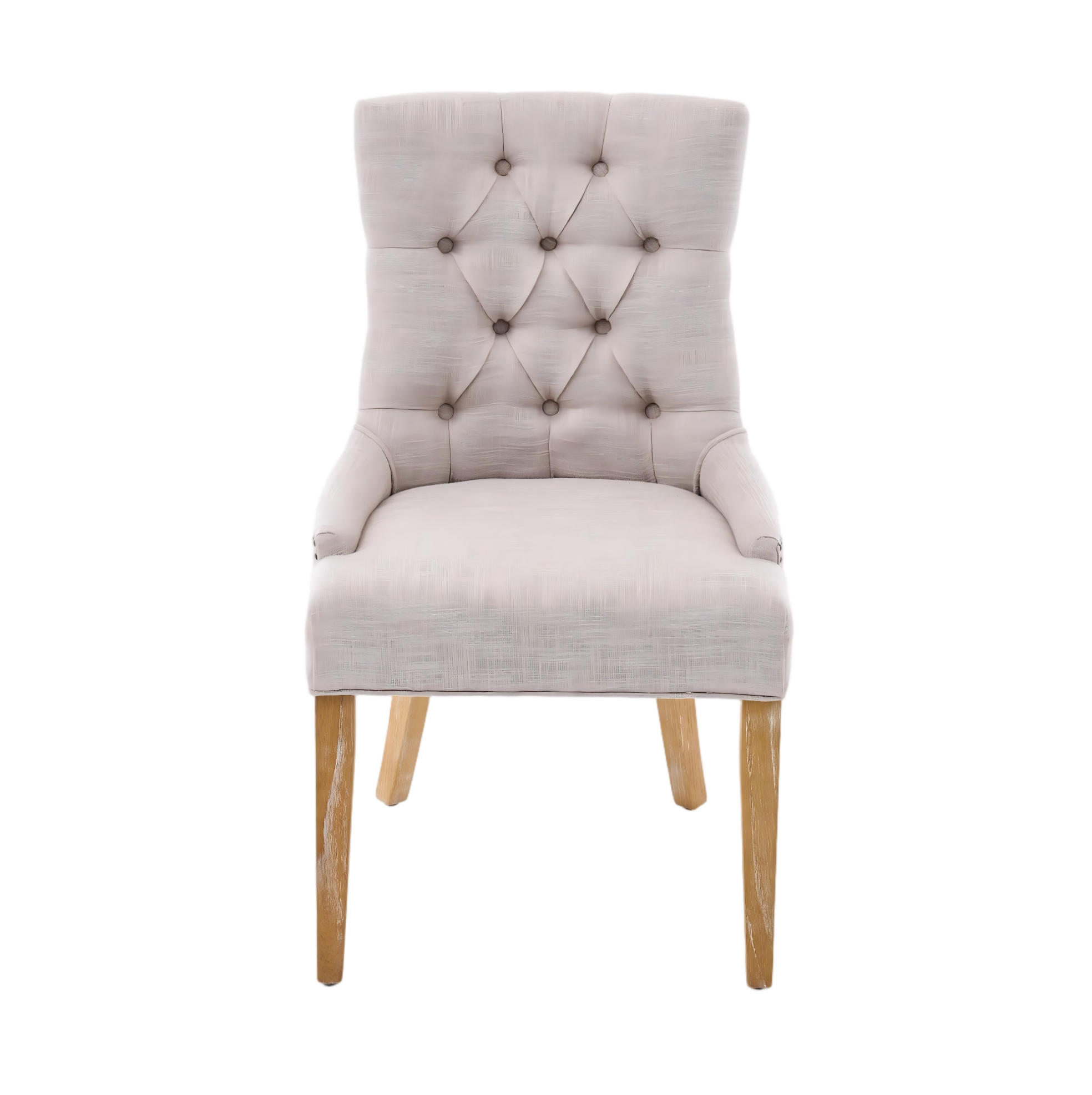 SESSEL Stoffbezug Beige Eiche massiv 2er-Set - Beige, Metall (63/92/56.5cm) - Meubliv