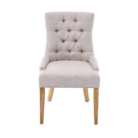 SESSEL Stoffbezug Beige Eiche massiv 2er-Set - Beige, Metall (63/92/56.5cm) - Meubliv