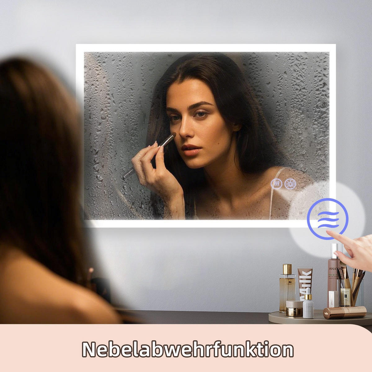 BADEZIMMERSPIEGEL Reddy mit LED-Leuchte 100/60 cm - Weiß, Glas (100/2.9/60cm) - Nettlife