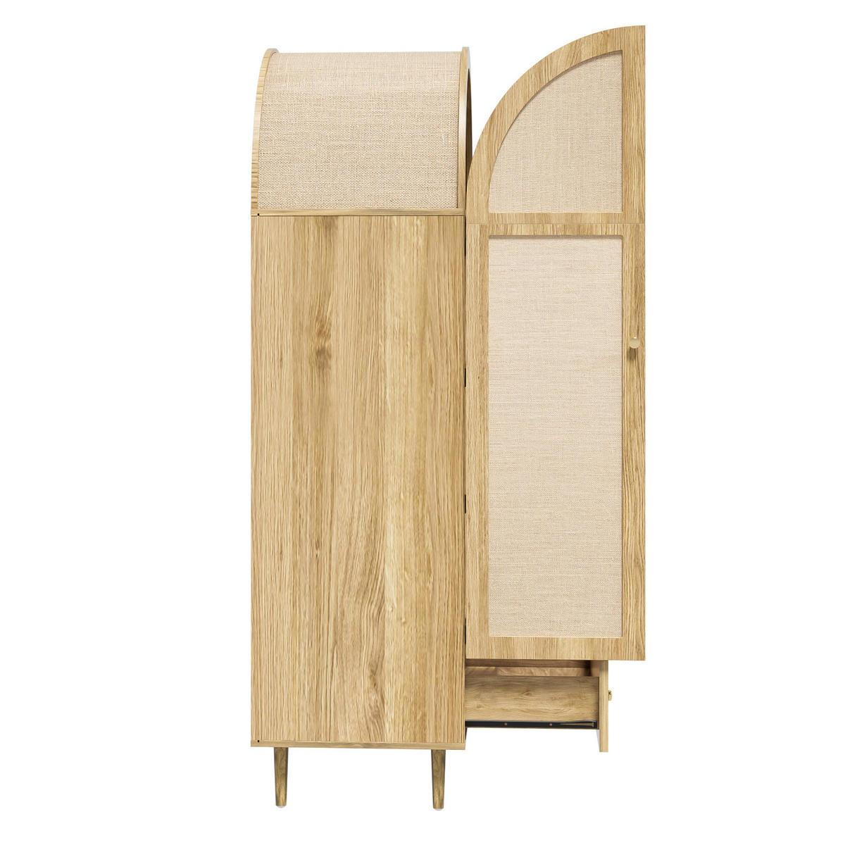 KLEIDERSCHRANK Holz Leinen Schubladen großer Stauraum modern - Eichefarben, Holzwerkstoff (50/175/79cm) - FLIEKS