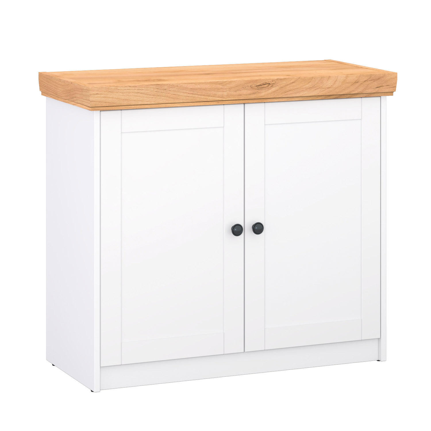 SIDEBOARD 92/82/41 cm Weiß Natur - Schwarz/Weiß, Holz/Metall (92/82/41cm) - Homestyle4u