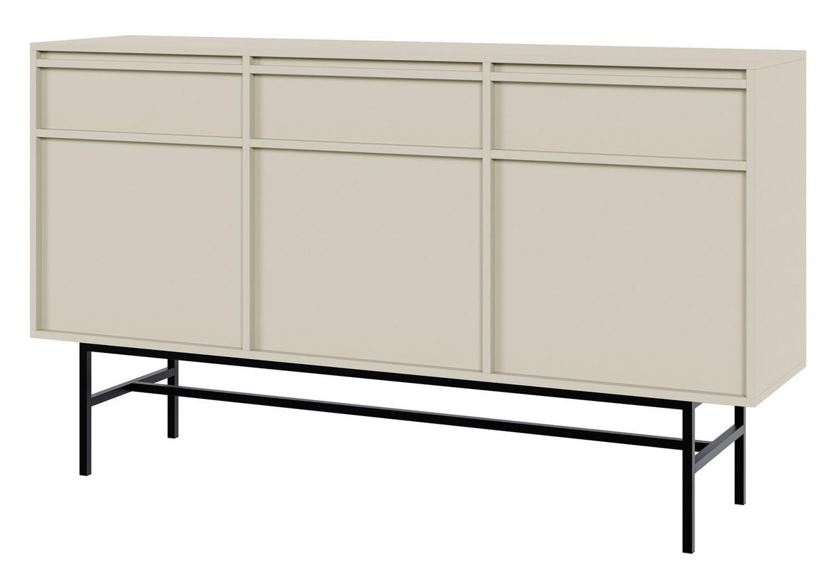 SIDEBOARD Evo Graubeige mit Metallgestell 154 cm - Greige/Schwarz, Holzwerkstoff/Metall (154/89/39cm) - Selsey