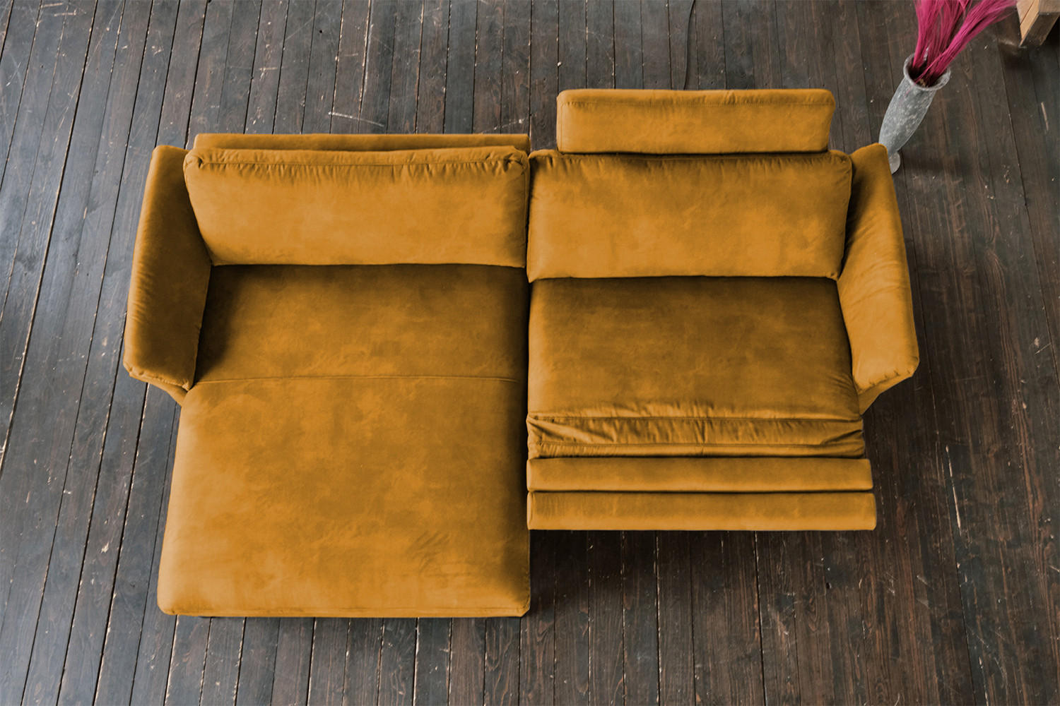 ECKSOFA MIT MOTORISCHER RELAXFUNKTION MALTA Gold Webstoff - Goldfarben/Schwarz, Buchenholz/Textil (302/175cm) - KAWOLA