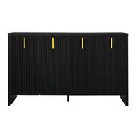 SIDEBOARD mit 4 Türen und verstellbaren Einlegeböden, 140/38/80 cm, Schwarz mit goldenen Griffen - Schwarz, Holzwerkstoff (140/38/80cm) - Redom