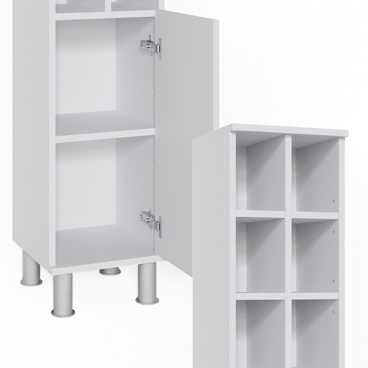 MIDISCHRANK Fynn Weiß 30 x 130.6 cm große Tür - Weiß, Holzwerkstoff (30/130.6/30cm) - Vicco