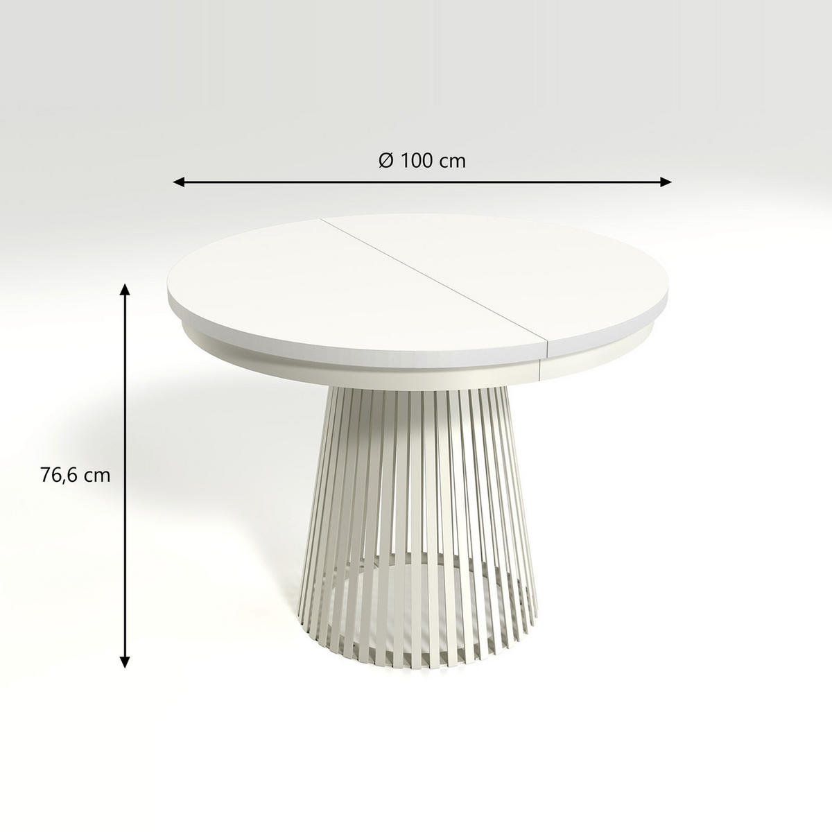 ESSTISCH Garda rund ausziehbar 100-180 x 100 x 76,6 cm Alpinweiß/Kaschmir - Kaschmir/Weiß, Holzwerkstoff (100/100/76.6cm) - Koseto