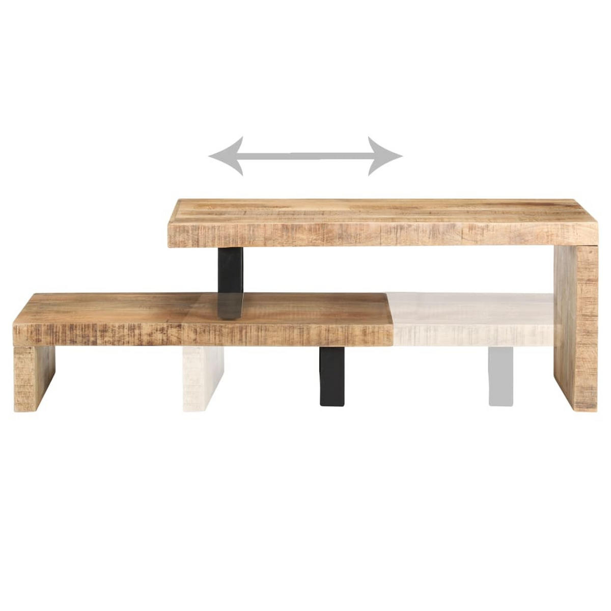 2-TLG. Couchtisch-Set Massivholz Mango - Braun, Holz (50/1/40cm) - furnicato