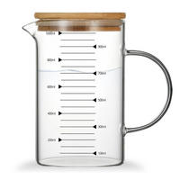 MESSBECHER Glas 1000ml mit Bambusdeckel - Transparent, Glas (1L)