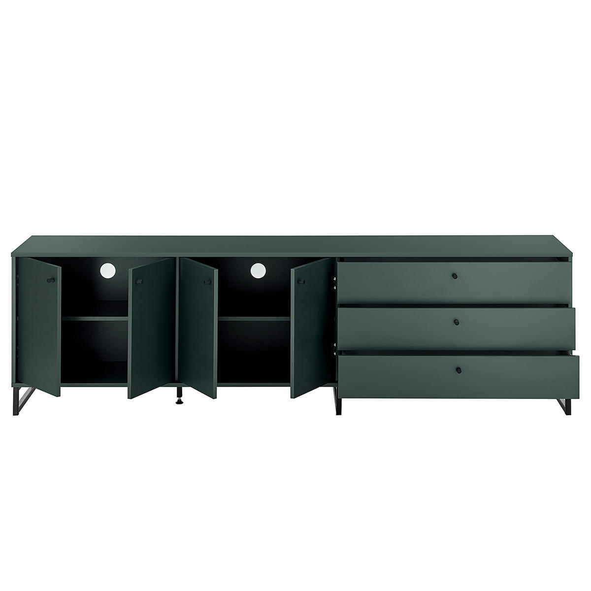 LOWBOARD - Dunkelgrün / Schwarz - Dunkelgrün, Holzwerkstoff (213/62/42cm) - home24