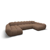 WOHNLANDSCHAFT Liva Braun Strukturstoff U-Form XXL Studio - Braun, Textil (330/70/160cm) - VAROYAL
