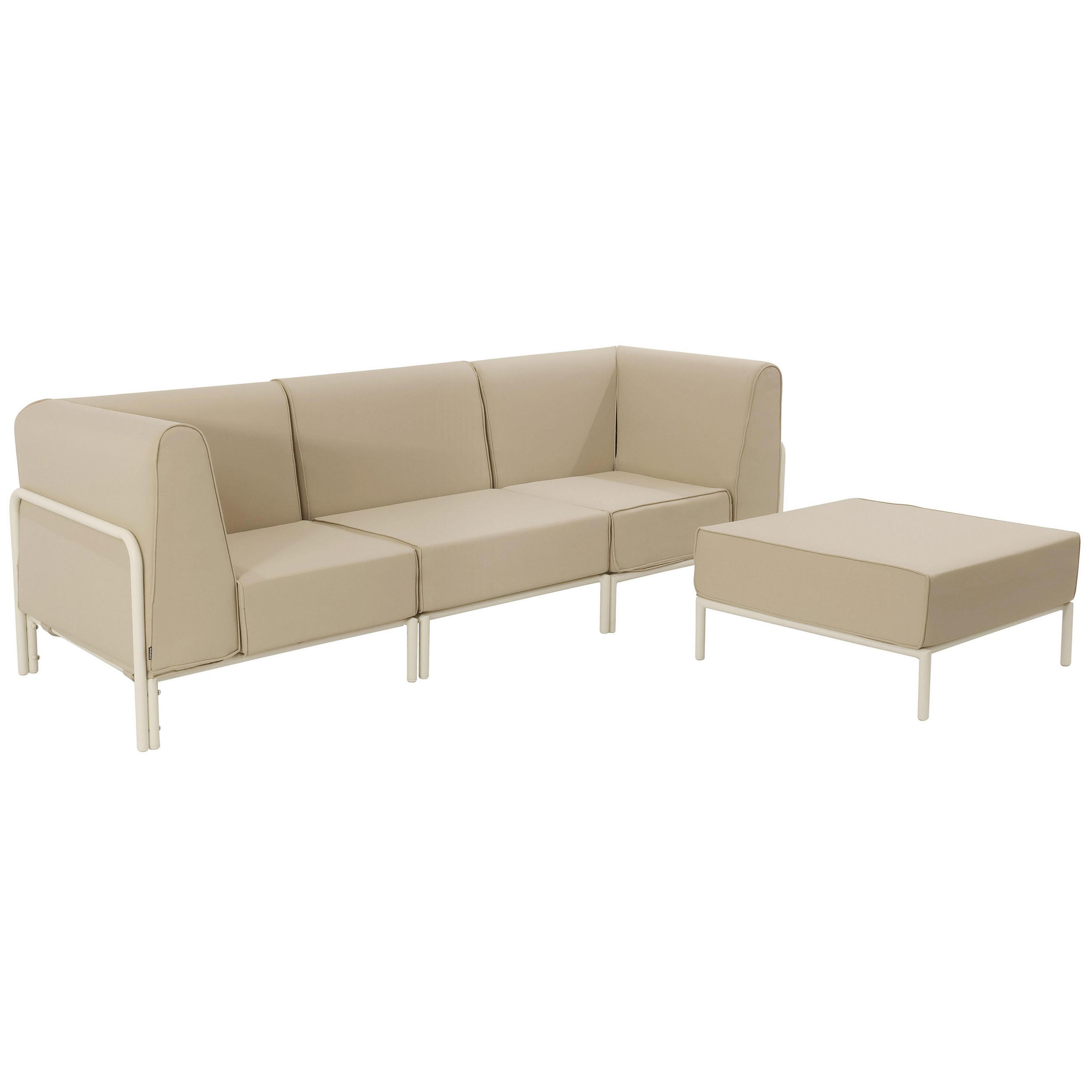 GARTENSOFA mit 4 Sitzplätzen, Beige - Beige, Textil (80/78/216cm) - Oviala