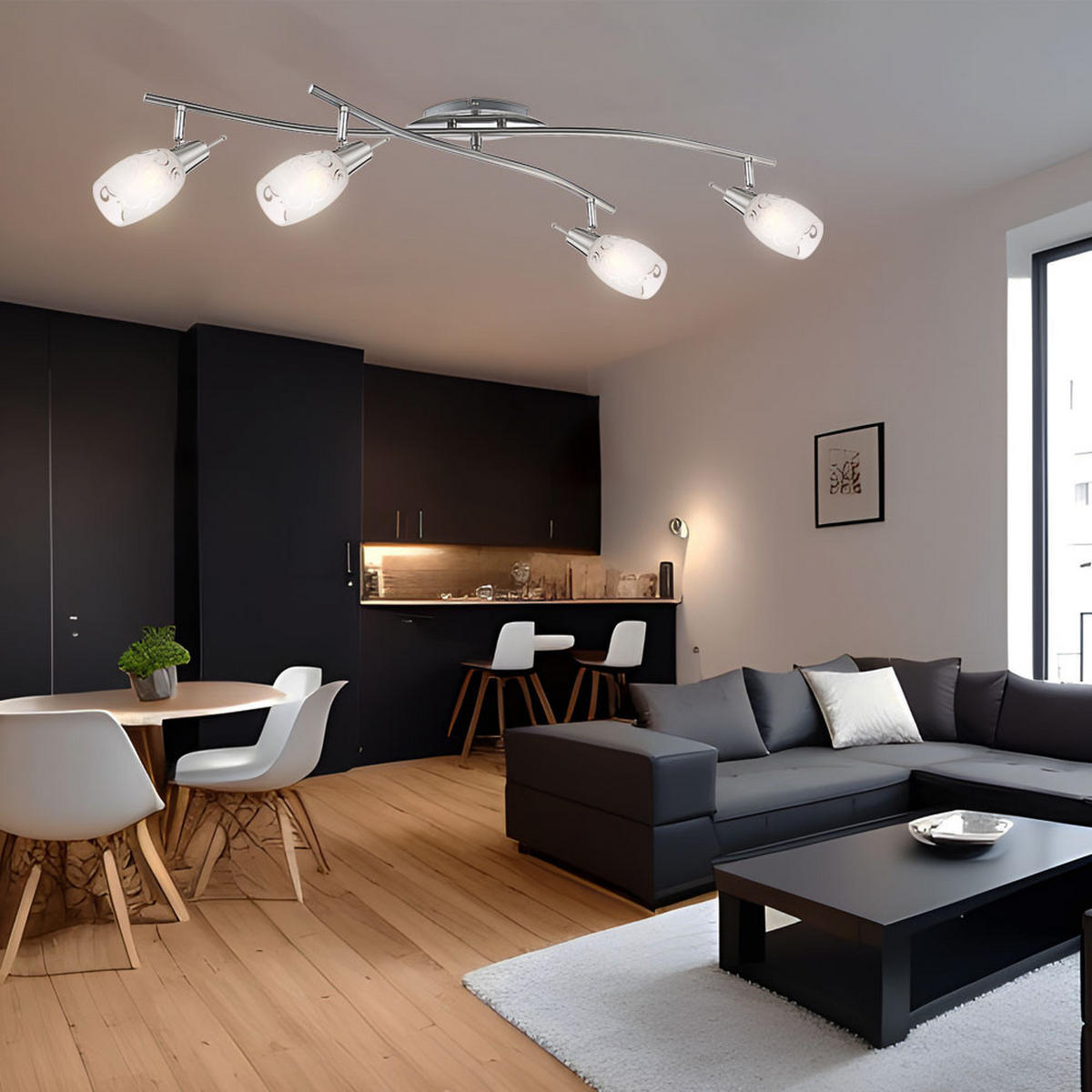 DECKENLEUCHTE Metall Glas Silber FLORITA - Silberfarben, Glas (90/50/21cm) - Globo Lighting