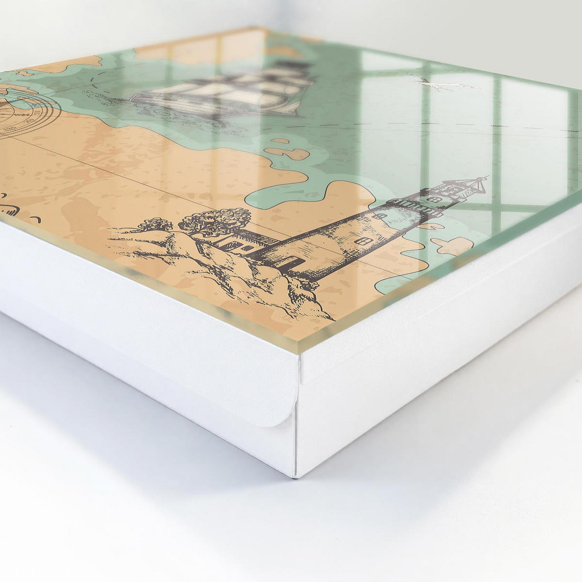SCHLÜSSELBOX Weiß 30x30 cm – Türöffnung nach rechts - Seeabenteuer - Beige, Metall (30/30/5cm) - TULUP