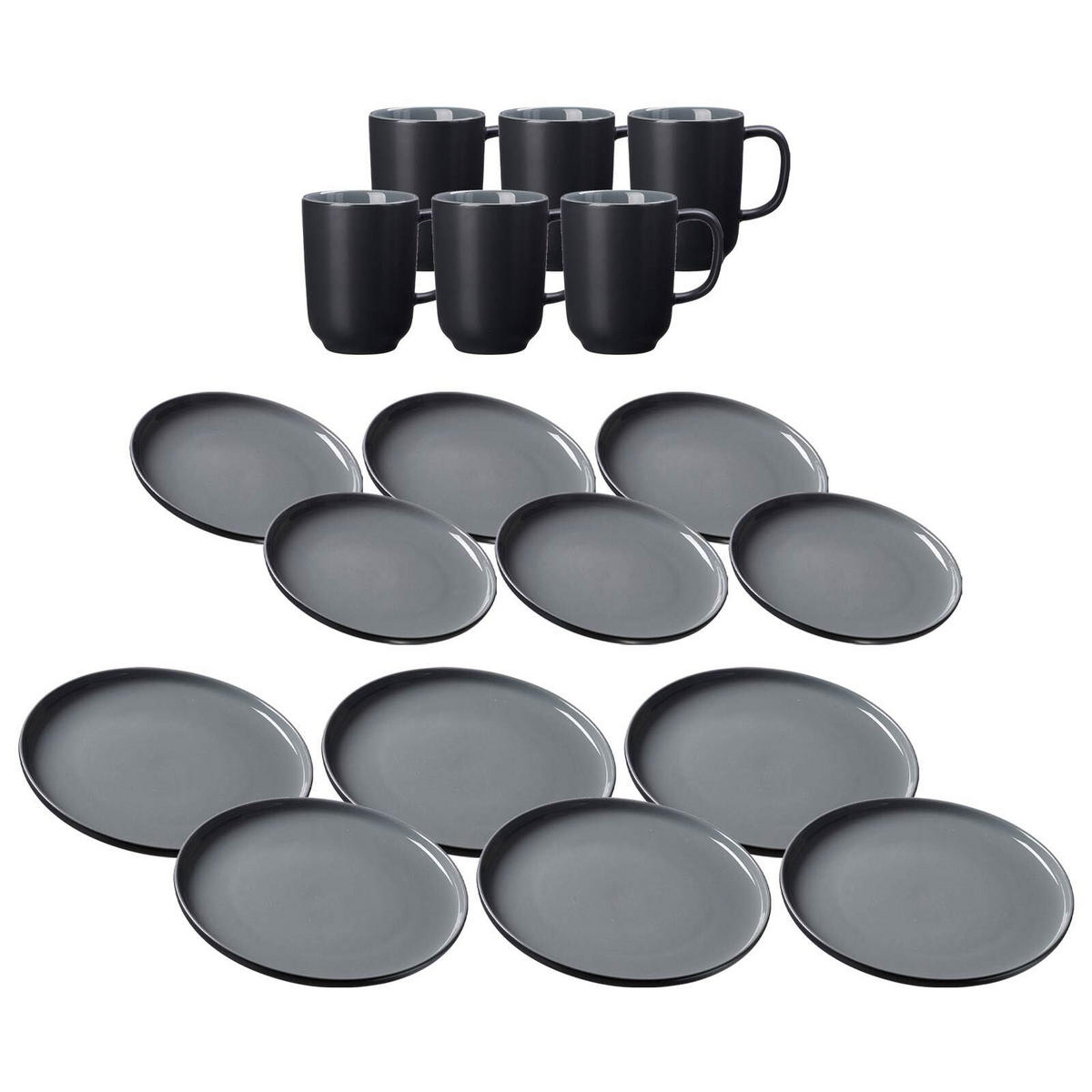 TAFELSERVICE Jasper schwarz 18er Set - Schwarz, Keramik (1/1/1cm) - Ritzenhoff Breker