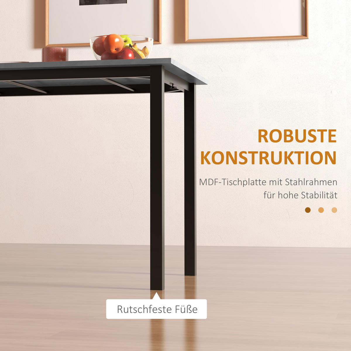 ESSTISCH erweiterbar Küchentisch Esszimmertisch für 6 Personen Stahl Dunkelgrau - Dunkelgrau, Kunststoff (160/70/76cm) - HOMCOM