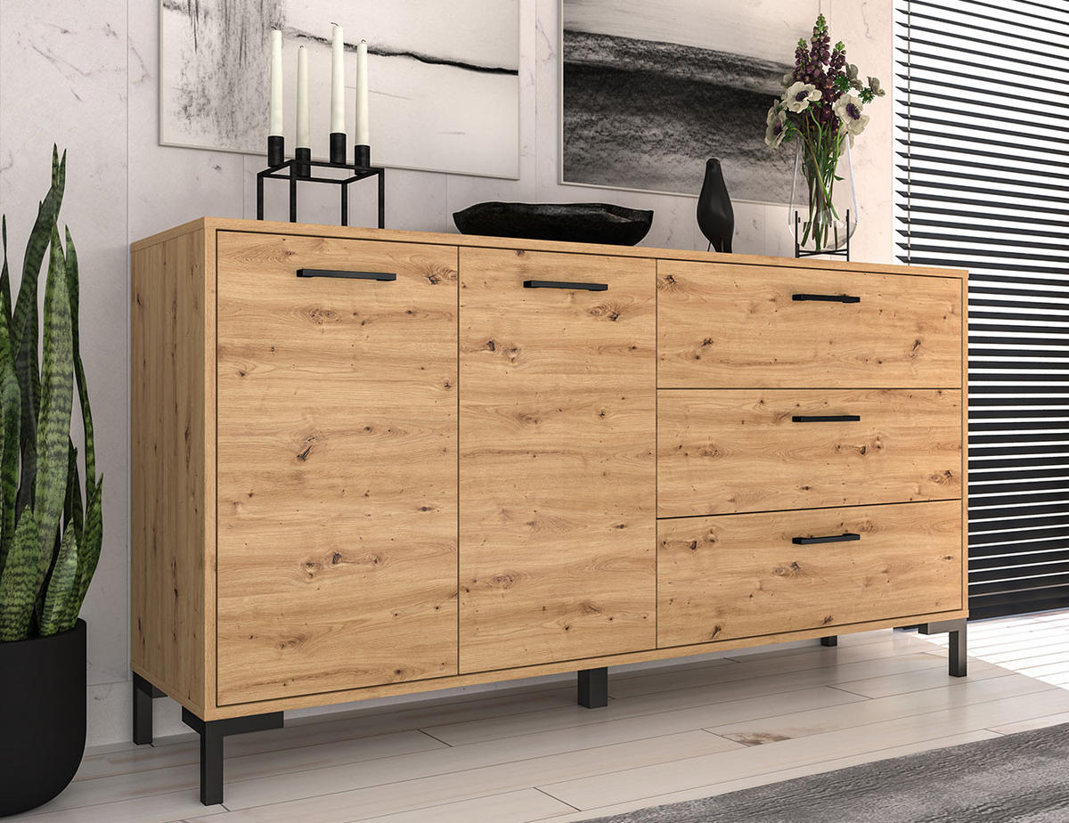 KOMMODE Nevio Artisan Eiche 160 / 41 / 83cm - Braun, Holz/Holzwerkstoff (160/83/41cm) - Feldmann-Wohnen