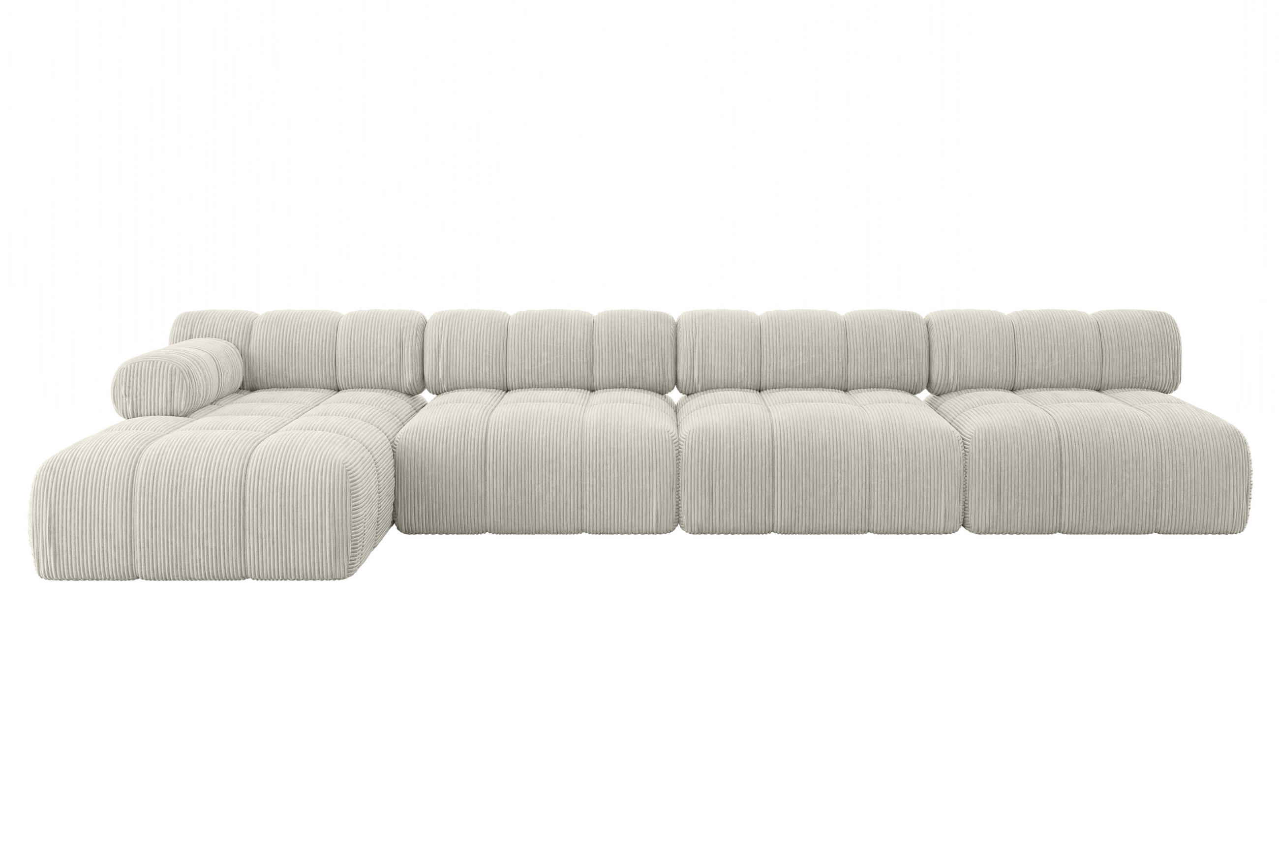 ECKSOFA modulares Sofa Razon-L3 - 380x160x70 cm Creme Cord - Hellgrau/Creme, Holzwerkstoff/Textil (380/160cm) - ALTDECOR