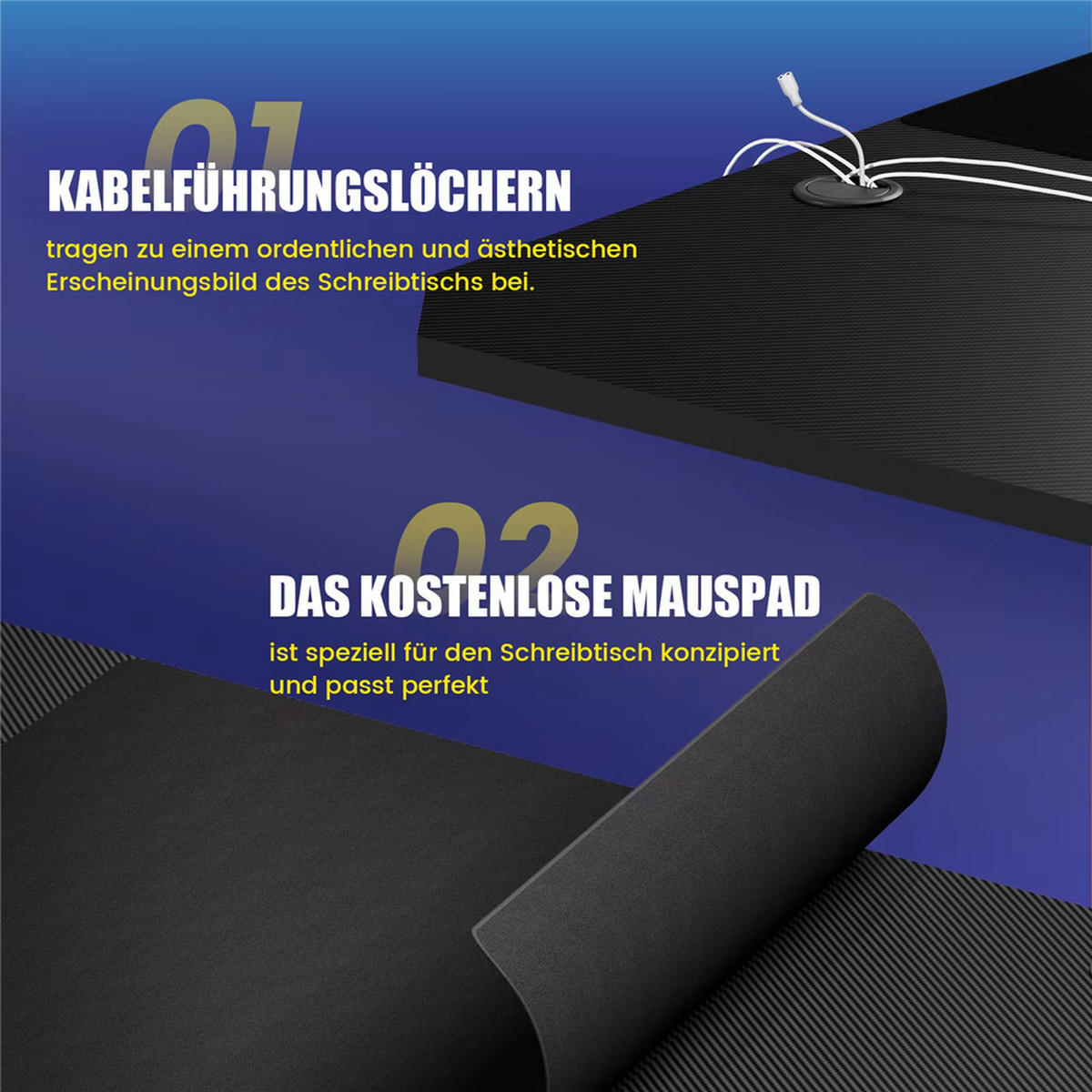 GAMINGTISCH 120/60/74 cm Kohlefaser Oberfläche Schwarz PC Tisch - Schwarz, Metall (60/1210/74cm) - Kaket