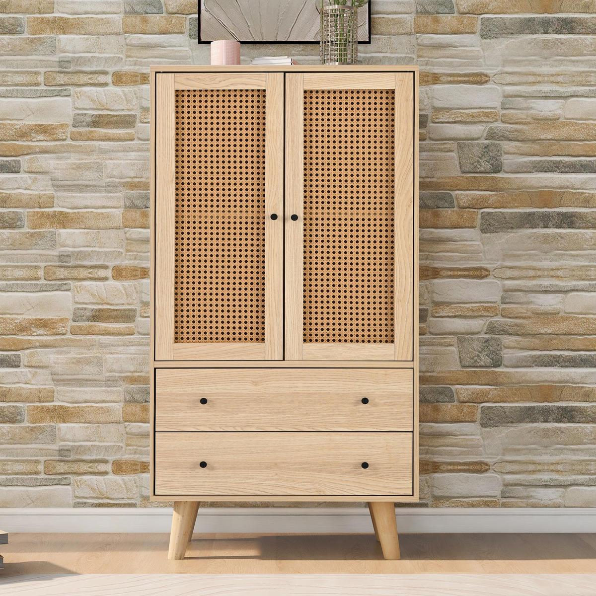 SIDEBOARD, TV-Tisch, 2 Türen, Schubladen, 60cm - Eichefarben, Holzwerkstoff (40/120/60cm) - FLIEKS