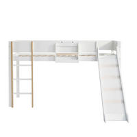 HOCHBETT 90/200 cm mit Rutsche, 3-stufiger Leiter und abnehmbarem Regal, Weiß/Natur - Weiß, Holzwerkstoff (90/200cm) - Redom