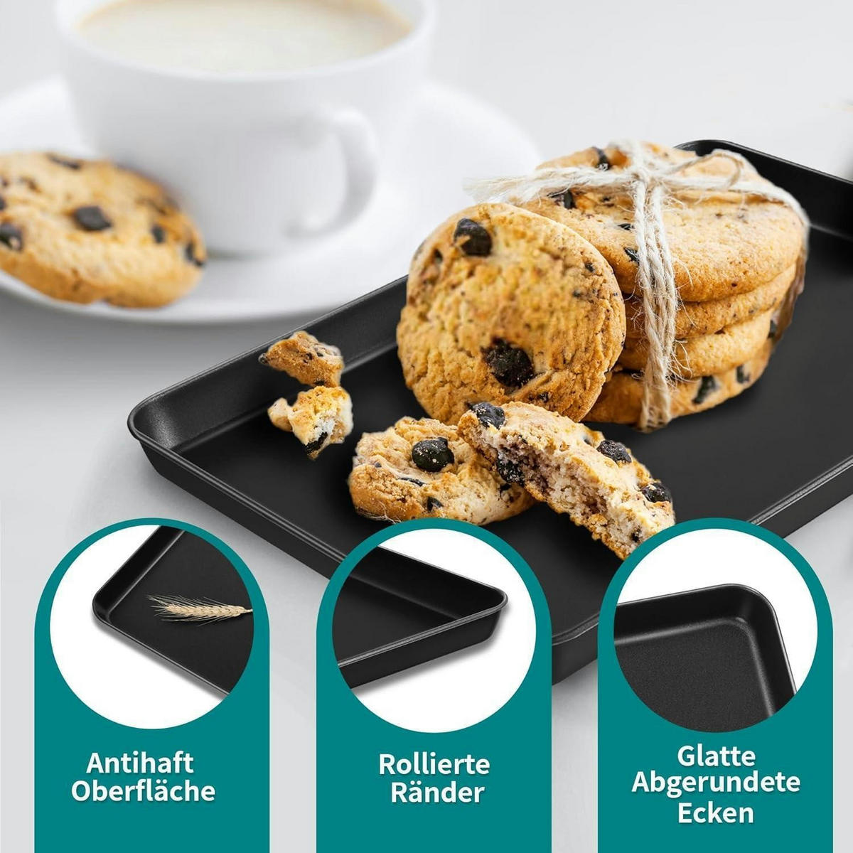 BACKBLECH 2er Set Karbonstahl 23,7 cm - Schwarz, Metall (17.7/2.5/23.7cm)