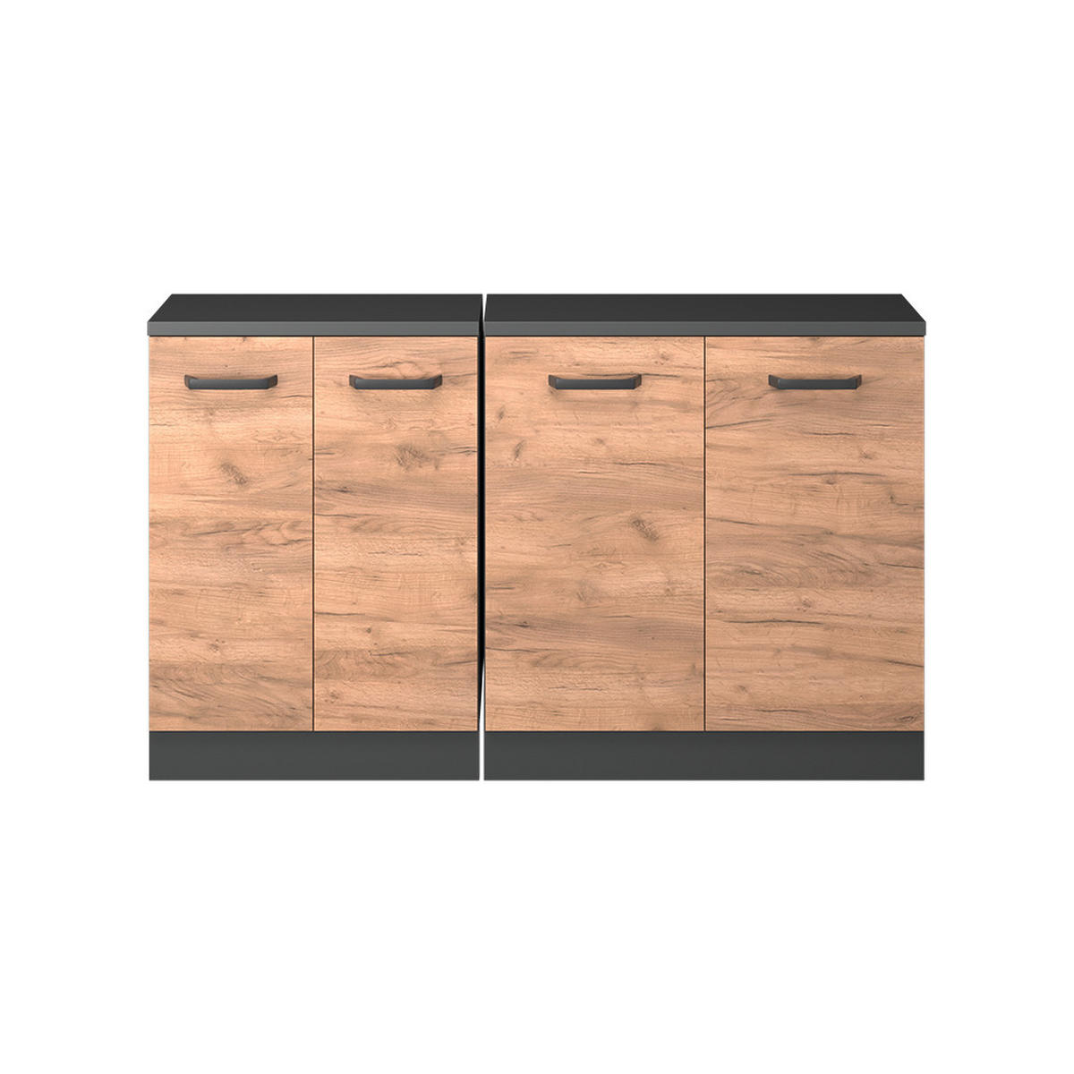 KUHINJSKI ORMAR ZA KOSINE KROVA R-Line Hrast zlatnog tona 140 cm Set od 2 korpusa ormara, dubina 60 cm - hrast medunac/antracit, drvni materijal (140/83.8/60cm) - Vicco