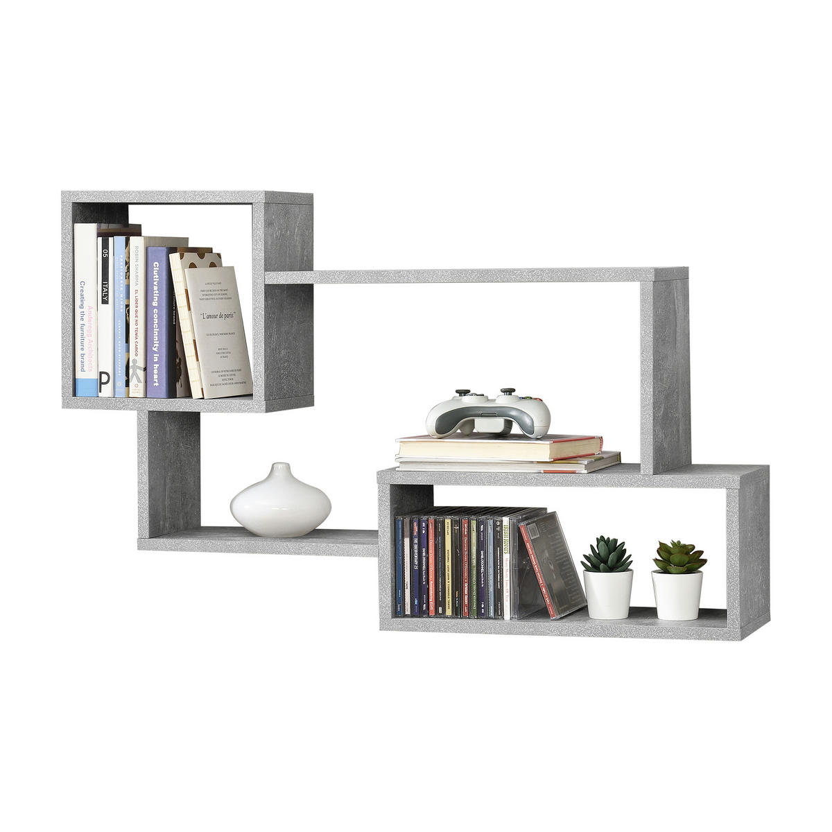 WANDREGAL Kvinesdal - Grau, Holzwerkstoff (87/54/18cm) - [en.casa]