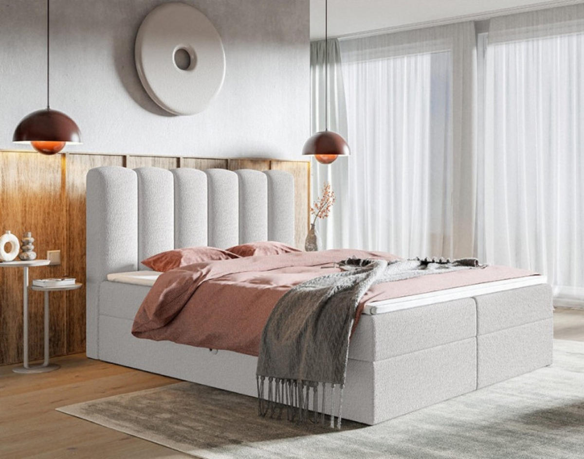 BETT Weiß FOX 10 Continental Stoff Catch Me 01-Milchig 160x200 cm - Ecru, Textil (160/200cm) - Sepro Meble