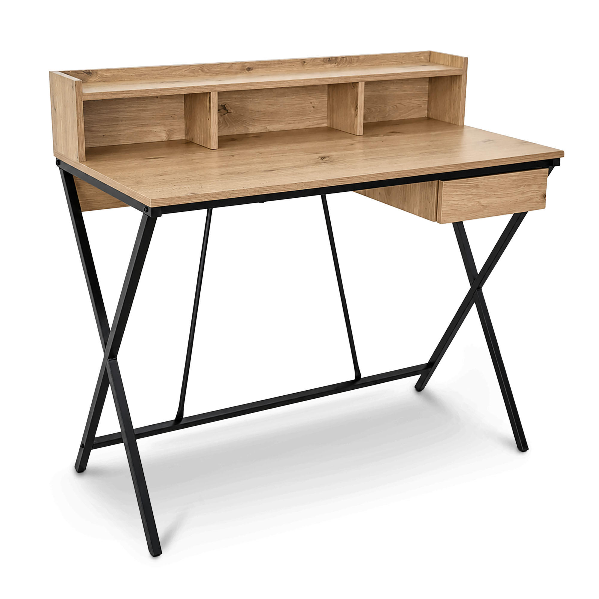 SCHREIBTISCH FLEXO 100 cm Eiche Artisan - Schwarz/Eiche Artisan, Holzwerkstoff (50/100/89.5cm) - Akord