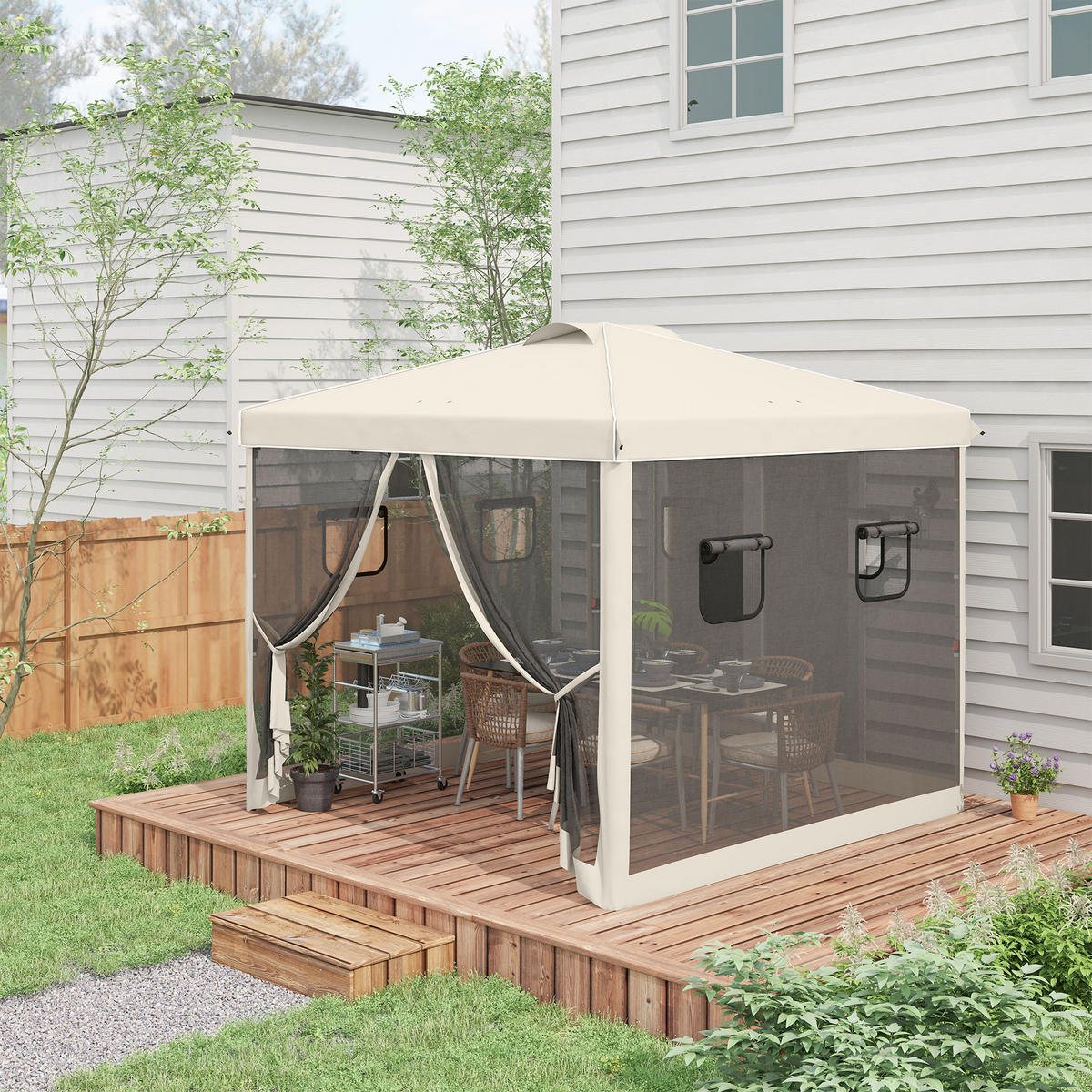 FALTPAVILLON, Grau, Stahl, Oxfordstoff, Nylon - Beige, Metall (297/287/297cm) - Outsunny