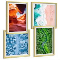 BILDER SET 4er Set - 50x50 cm & 40x60 cm Goldrahmen - Grün der Wasserschlucht im Winter - Goldfarben, Kunststoff (50/50cm) - TULUP